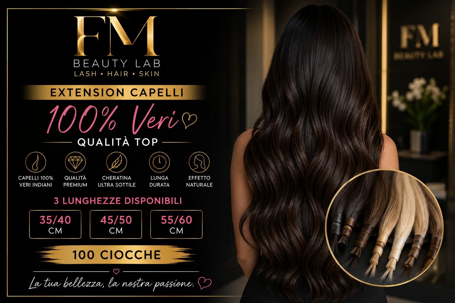 Extension Capelli  100 Ciocche con Cheratina
